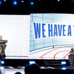 NBA commissioner Adam Silver announces a trade during the 2021 NBA Draft at the Barclays Center on July 29, 2021 in New York City.