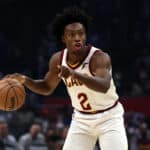 Collin Sexton #2 of the Cleveland Cavaliers in the first quarter at Staples Center on October 27, 2021 in Los Angeles, California.