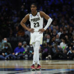 Jaden Ivey #23 of the Purdue Boilermakers looks on in the first half of the game against the St. Peter's Peacocks in the Sweet Sixteen round of the 2022 NCAA Men's Basketball Tournament at Wells Fargo Center on March 25, 2022 in Philadelphia, Pennsylvania.