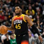 Donovan Mitchell #45 of the Utah Jazz in action during the second half of Game 6 of the Western Conference First Round Playoffs against the Dallas Mavericks at Vivint Smart Home Arena on April 28, 2022 in Salt Lake City, Utah.