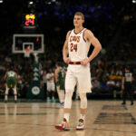 Lauri Markkanen #24 of the Cleveland Cavaliers waits for a free throw during a game against the Milwaukee Bucks at Fiserv Forum on December 06, 2021 in Milwaukee, Wisconsin.