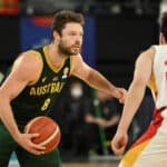 Matthew Dellavedova of Australia moves the ball during the FIBA World Cup Asian Qualifier match between China and the Australia Boomers at John Cain Arena on July 03, 2022 in Melbourne, Australia.