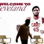 Donovan Mitchell walks onto the stage during a press conference where he was introduced at Rocket Mortgage Fieldhouse on September 14, 2022 in Cleveland, Ohio.