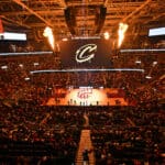CLEVELAND, OHIO - OCTOBER 28: A general stadium view during player introductions prior to the game between the Cleveland Cavaliers and the Oklahoma City Thunder at Rocket Mortgage Fieldhouse on October 28, 2023 in Cleveland, Ohio. NOTE TO USER: User expressly acknowledges and agrees that, by downloading and or using this photograph, User is consenting to the terms and conditions of the Getty Images License Agreement.