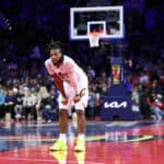 PHILADELPHIA, PENNSYLVANIA - NOVEMBER 21: Darius Garland #10 of the Cleveland Cavaliers looks on during the second quarter against the Philadelphia 76ers at the Wells Fargo Center on November 21, 2023 in Philadelphia, Pennsylvania. NOTE TO USER: User expressly acknowledges and agrees that, by downloading and or using this photograph, User is consenting to the terms and conditions of the Getty Images License Agreement.