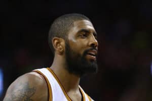 CLEVELAND, OH - JUNE 07: Kyrie Irving #2 of the Cleveland Cavaliers reacts against the Golden State Warriors in Game 3 of the 2017 NBA Finals at Quicken Loans Arena on June 7, 2017 in Cleveland, Ohio. NOTE TO USER: User expressly acknowledges and agrees that, by downloading and or using this photograph, User is consenting to the terms and conditions of the Getty Images License Agreement.