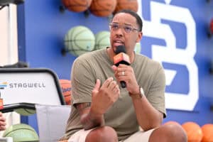 CANNES, FRANCE - JUNE 20: Channing Frye speaks on stage during Stagwell Panels at Cannes Lions on June 20, 2023 in Cannes, France.
