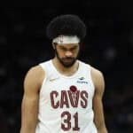 MILWAUKEE, WISCONSIN - MARCH 09: Jarrett Allen #31 of the Cleveland Cavaliers walks backcourt during a game against the Milwaukee Bucks at Fiserv Forum on March 09, 2025 in Milwaukee, Wisconsin.