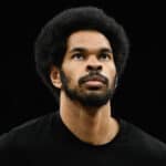 SALT LAKE CITY, UTAH - MARCH 23: Jarrett Allen #31 of the Cleveland Cavaliers looks on before a game against the Utah Jazz at Delta Center on March 23, 2025 in Salt Lake City, Utah.